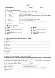 English Worksheet: vocabulary quiz