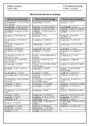 English Worksheet: Useful list of Phrasal Verbs