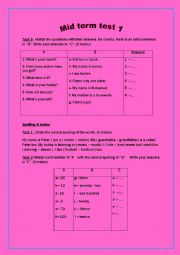 English Worksheet: 7th form mid term test 1  part 2