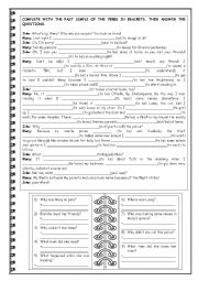 English Worksheet: Use the past simple and answer the questions