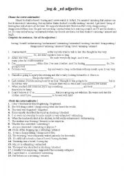 English Worksheet: -ed and -ing adjectives