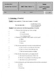 English Worksheet: MID TERM TEST 1 FOR BAC PUPILS