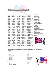 English Worksheet: British and American Vocabulary