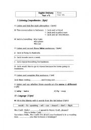 English Worksheet: listening test