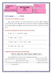 English Worksheet: Mid-Term Test N1 