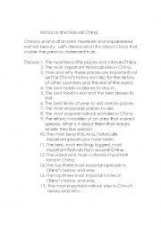 English Worksheet: Historical and Natural China