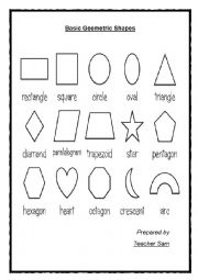 English Worksheet: geometric basic shapes