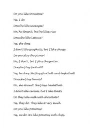 English Worksheet: Do yo like...?