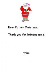 English Worksheet: Thank you letter to Father Christmas