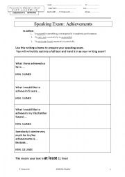 English Worksheet: Speaking assignment achievements