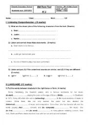 English Worksheet: mid-term test 1 