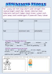 English Worksheet:  describing people 