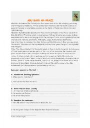 English Worksheet: Abu Bakr Arrazi