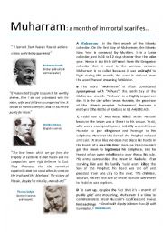 English Worksheet: Reading Comprehension: Muharram