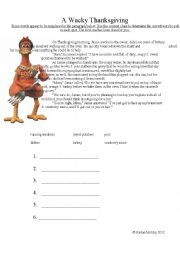 English Worksheet: A Wacky Thanksgiving