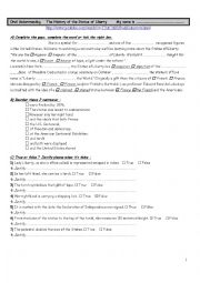 English Worksheet: The Statue of Liberty - Oral Understanding  - Worksheet -