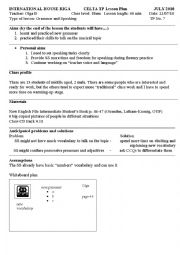 English Worksheet: CELTA lesson plan + language analysis