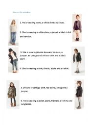 English Worksheet: Clothes, look the pictures and correct the mistakes.