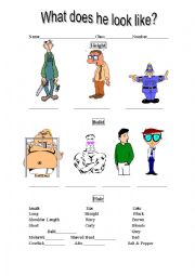 English Worksheet: describing people