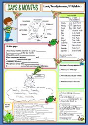 English Worksheet: Days & Months