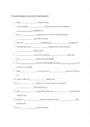 English Worksheet: Present simple or present continous