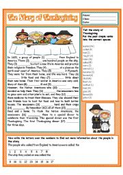 English Worksheet: The Story of Thanksgiving