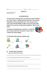 English Worksheet: Reading Comprehension quiz