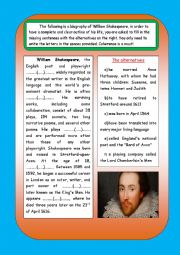 English Worksheet: shakespeare�s biography