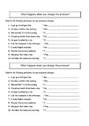 English Worksheet: changing pronouns