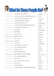 English Worksheet: What Do These People Do/Where Do These People Work