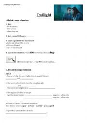 English Worksheet: Listening practice: Twilight, film extract