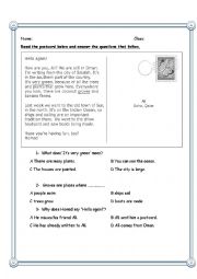 English Worksheet: post card