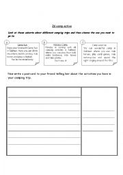 English Worksheet: CAMPING TRIP