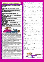 English Worksheet: Sentence transformation (+ key)