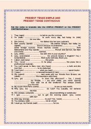 English Worksheet: Present Tense Simple vs Present Tense Continuous