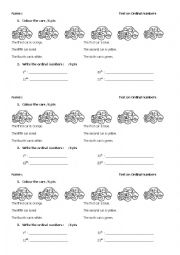 English Worksheet: ordinal numbers