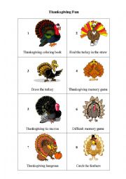 English Worksheet: Thanksgiving Computer Games