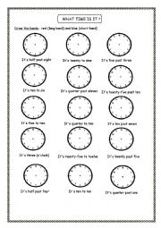 English Worksheet: Whats the time?