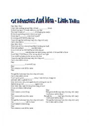 English Worksheet: Of Monsters and Men - Little Talks