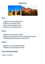 English Worksheet: A postcard from Morocco