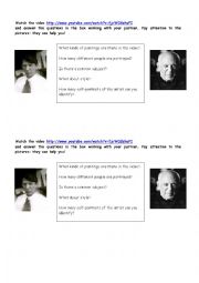 English Worksheet: Picasso brainstorming activity (lesson 1)