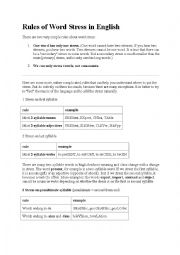 English Worksheet: word stress rules