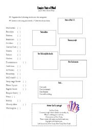 English Worksheet: Song - Empire State of Mind