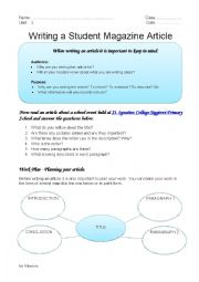 English Worksheet: Writing an article