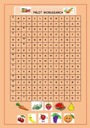 English Worksheet: Fruit wordsearch