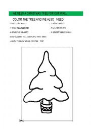 English Worksheet: christmas tree-colors