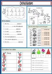 English Worksheet: Ordinal numbers