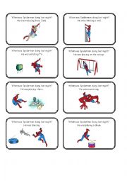 English Worksheet: Spiderman Past Continuous Charade Cards