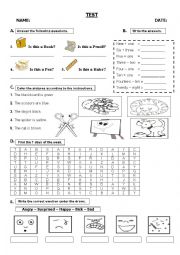 English Worksheet: Elementary test 1