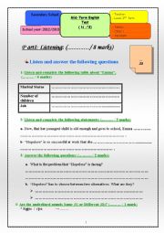 English Worksheet: Second Form Test 